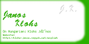 janos klohs business card